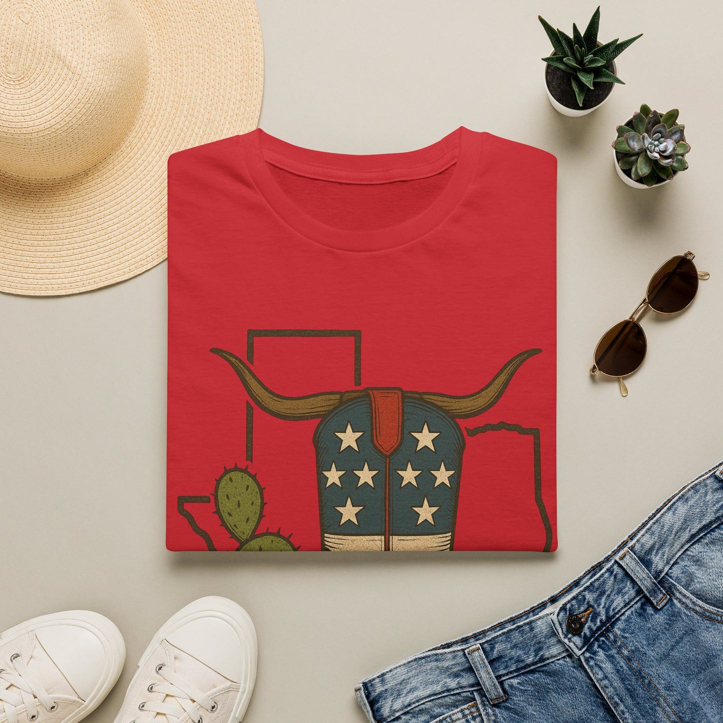 Texas Western Cowboy Boot T-Shirt — American Pride Longhorn Design