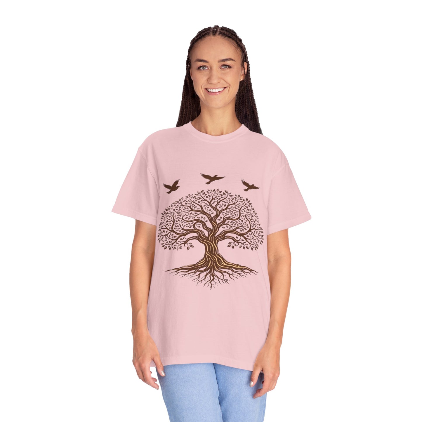 Tree of Life Shirt with Birds| Nature Graphic Tee| Boho Tree Tee | Garment Dyed T
