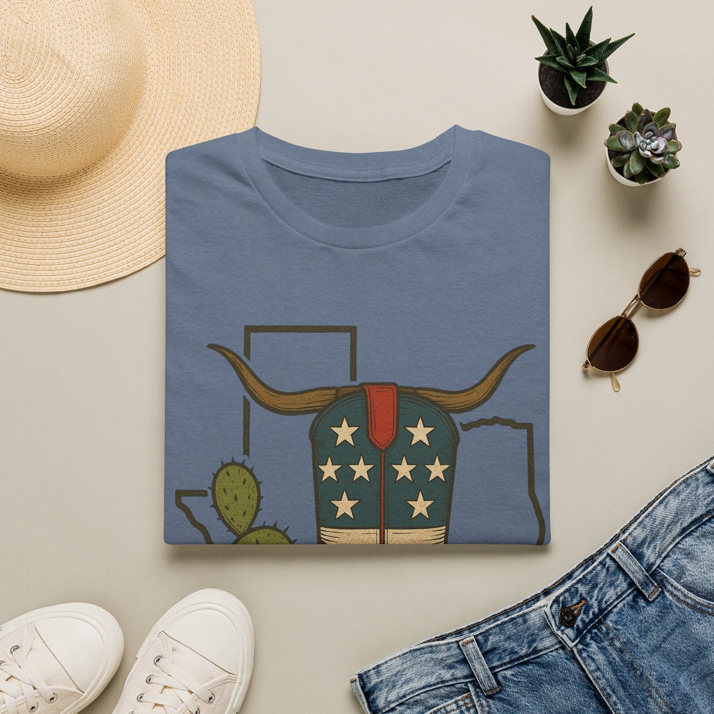 Texas Western Cowboy Boot T-Shirt — American Pride Longhorn Design