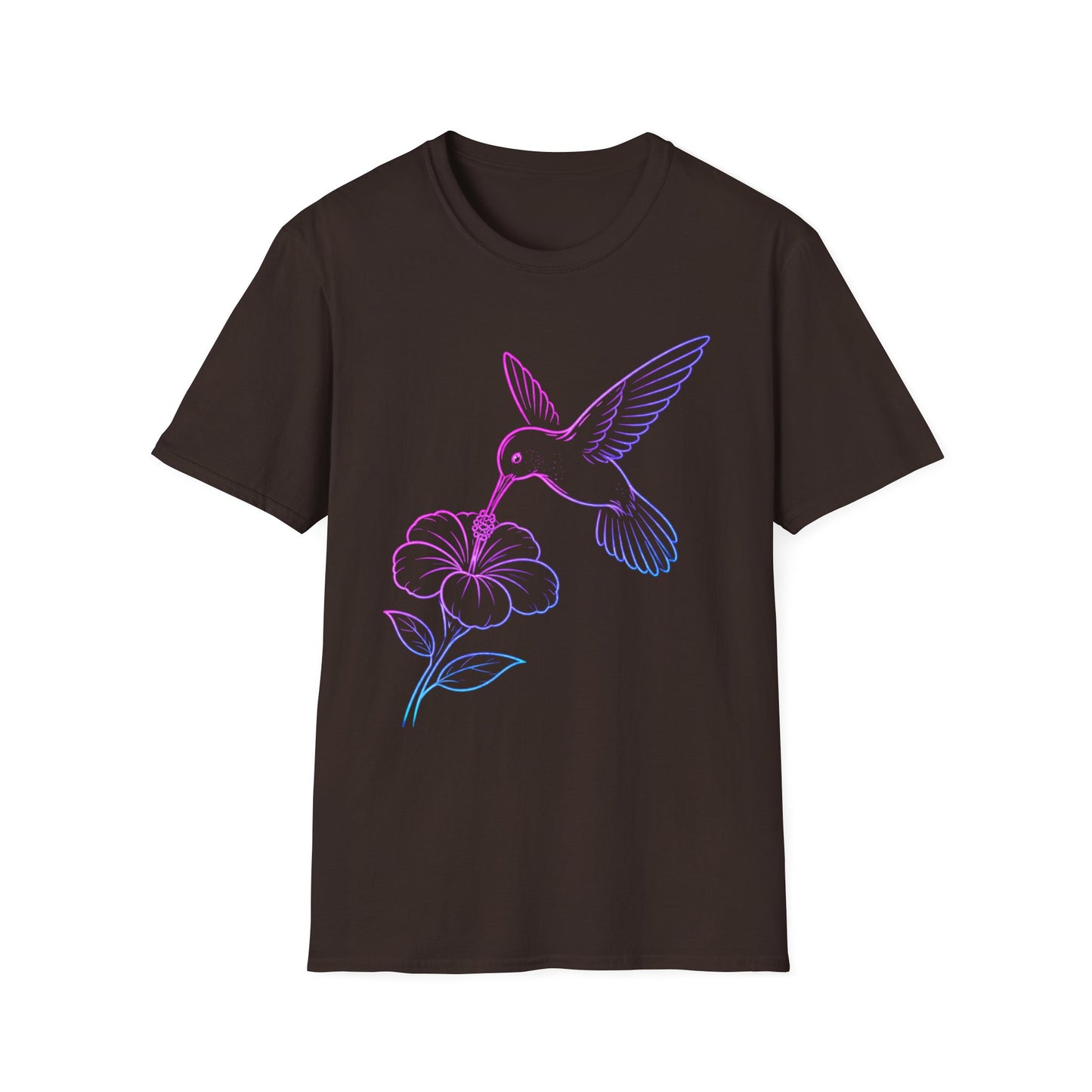 Hovering Hummingbird | Neon Line Art T-Shirt