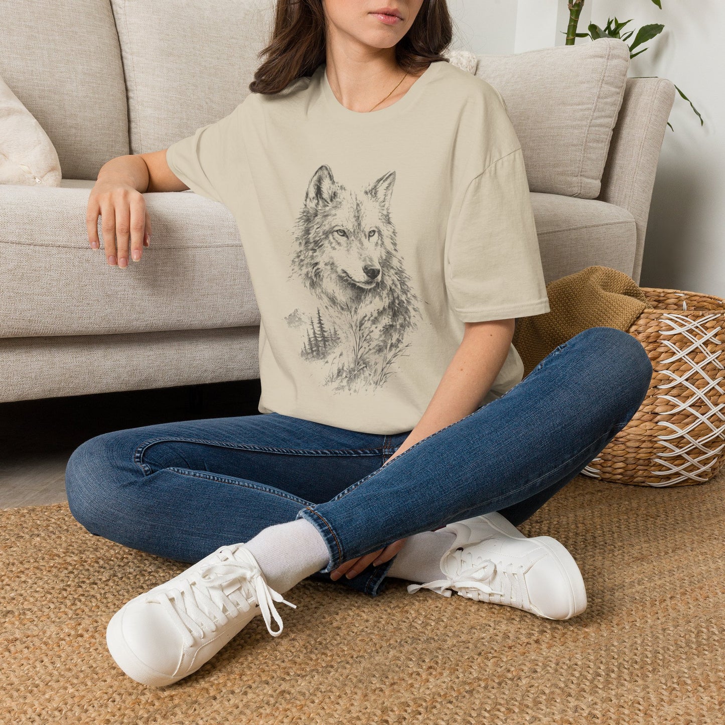 Wolf Sketch T-Shirt — Minimalist Nature Graphic Tee