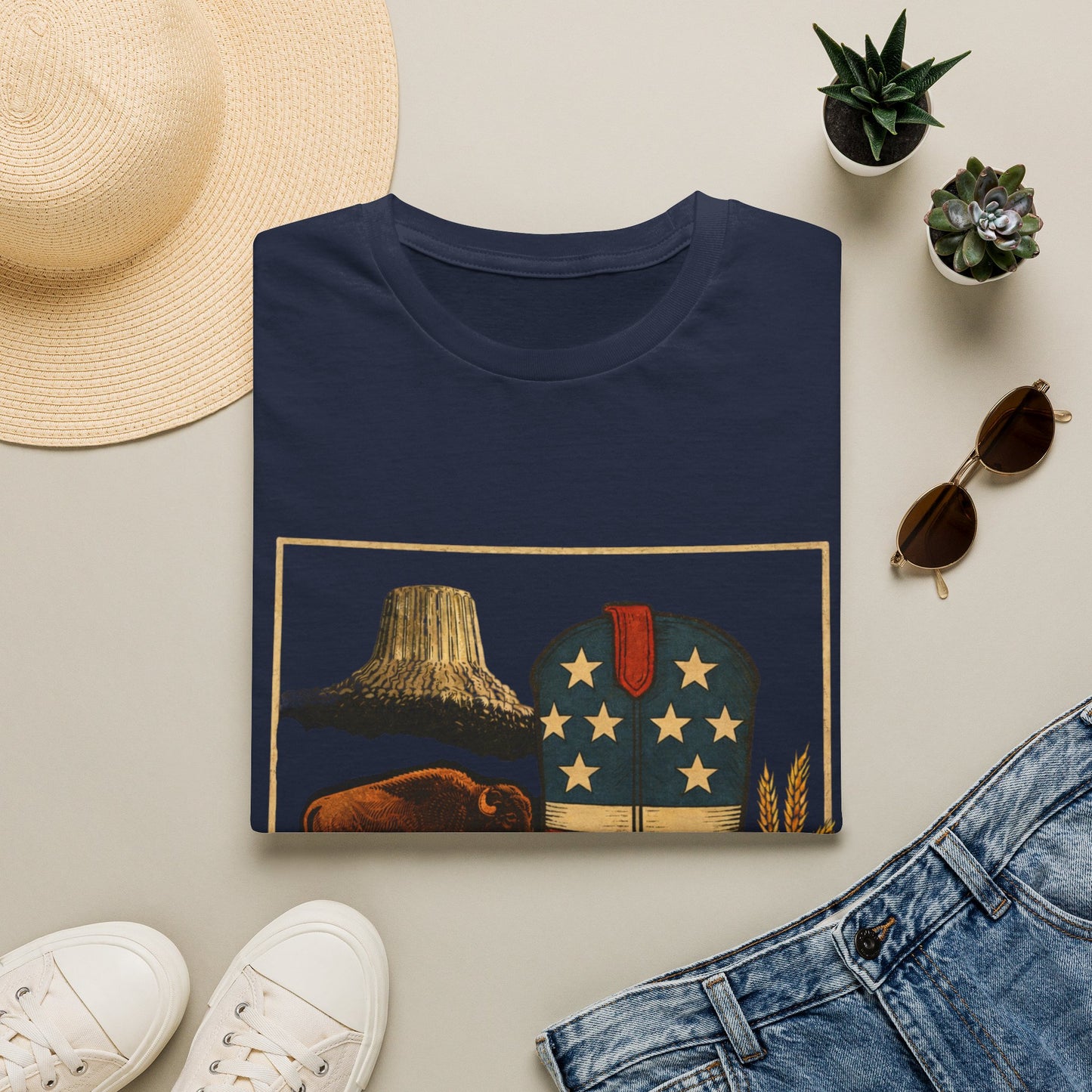 Wyoming Patriotic Cowboy Boot T-Shirt - Americana Western Graphic Tee