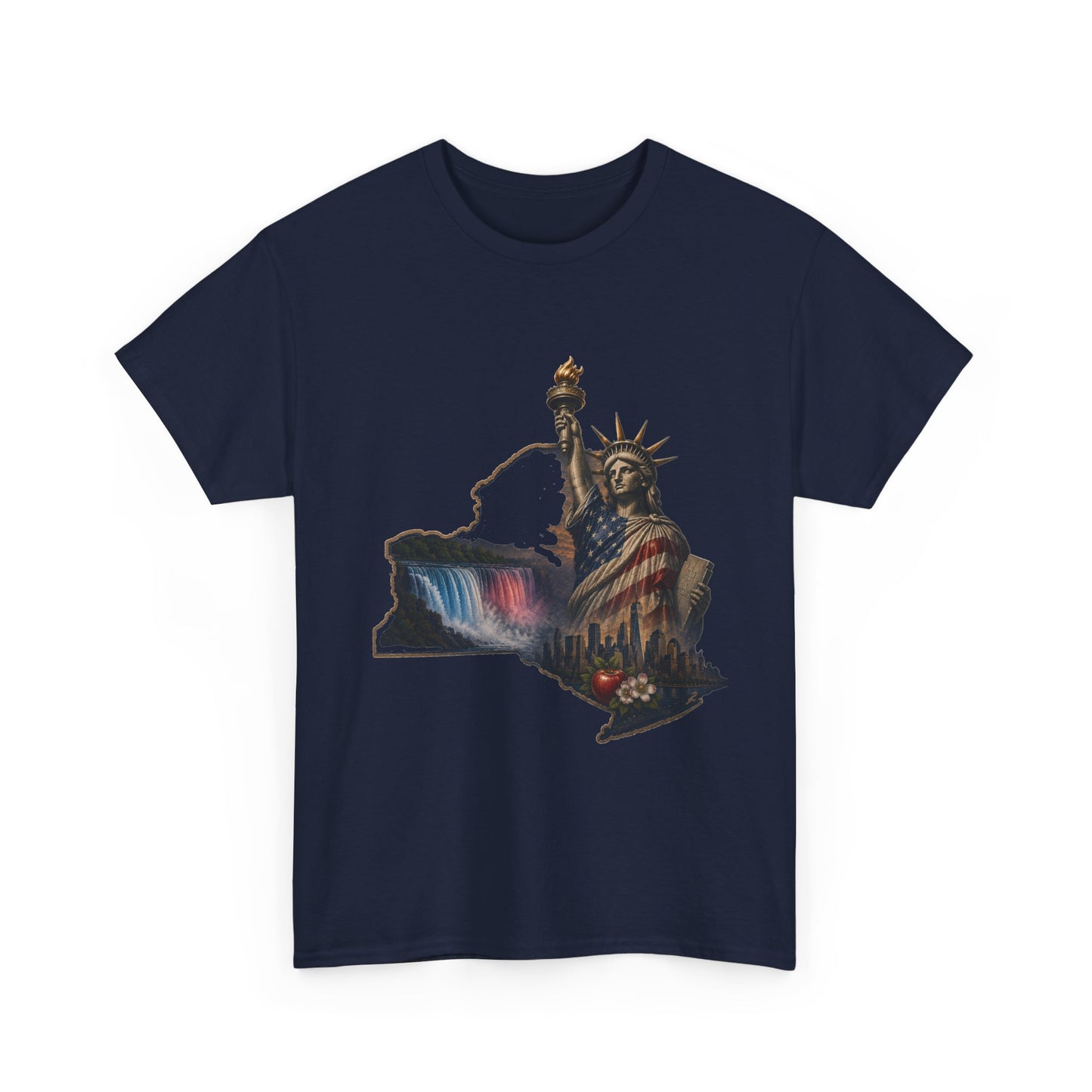 Statue of Liberty New York State Outline T-Shirt — Patriotic NY Tee