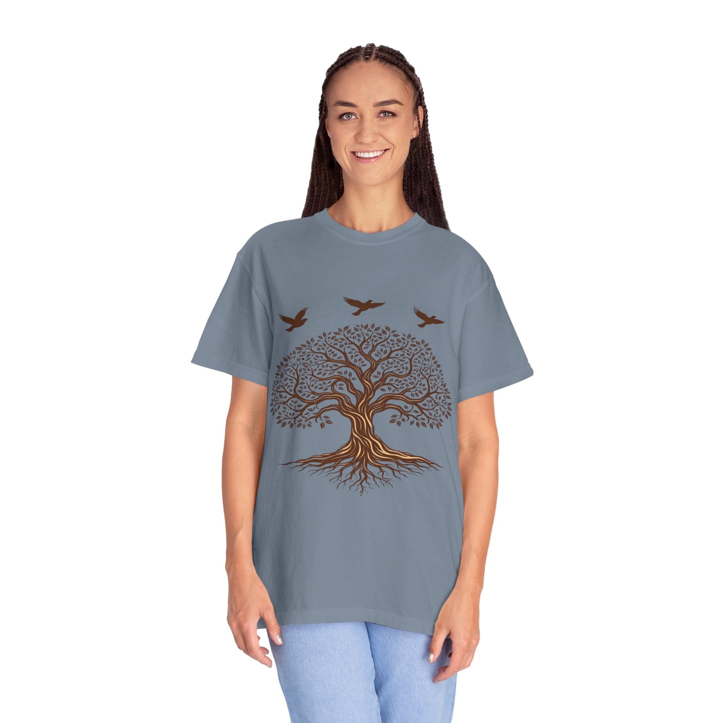 Tree of Life Shirt with Birds| Nature Graphic Tee| Boho Tree Tee | Garment Dyed T