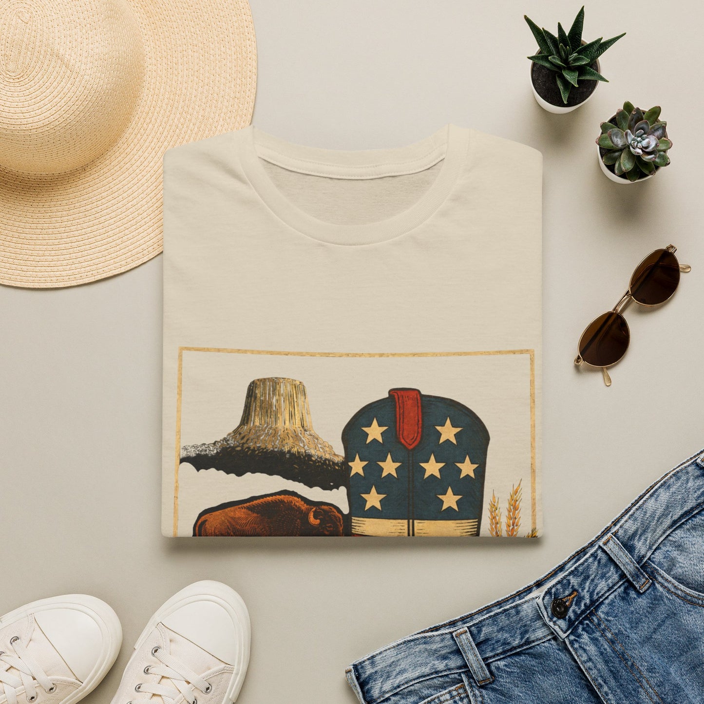 Wyoming Patriotic Cowboy Boot T-Shirt - Americana Western Graphic Tee