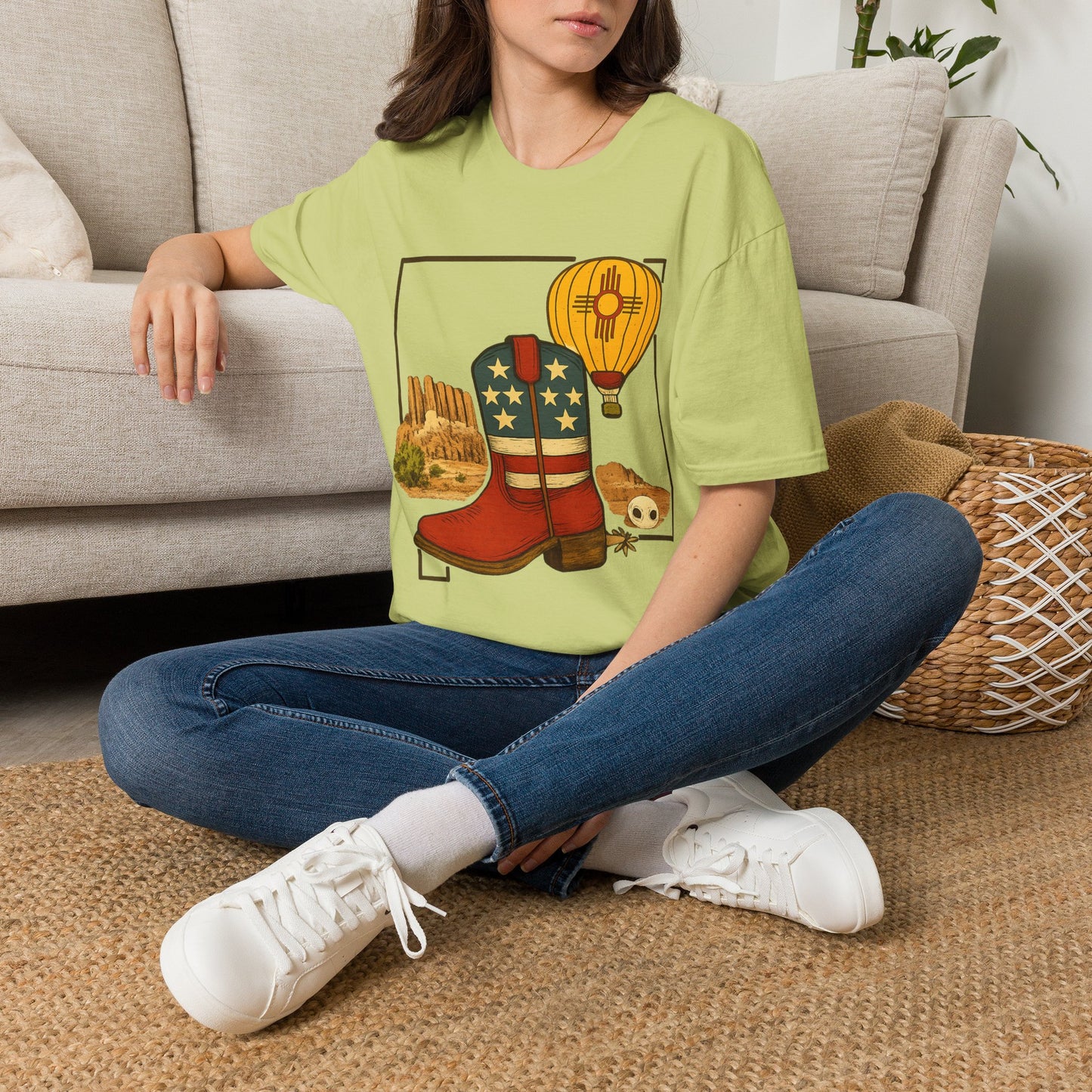 New Mexico Patriotic Cowboy Boot — Americana New Mexico Graphic Tee