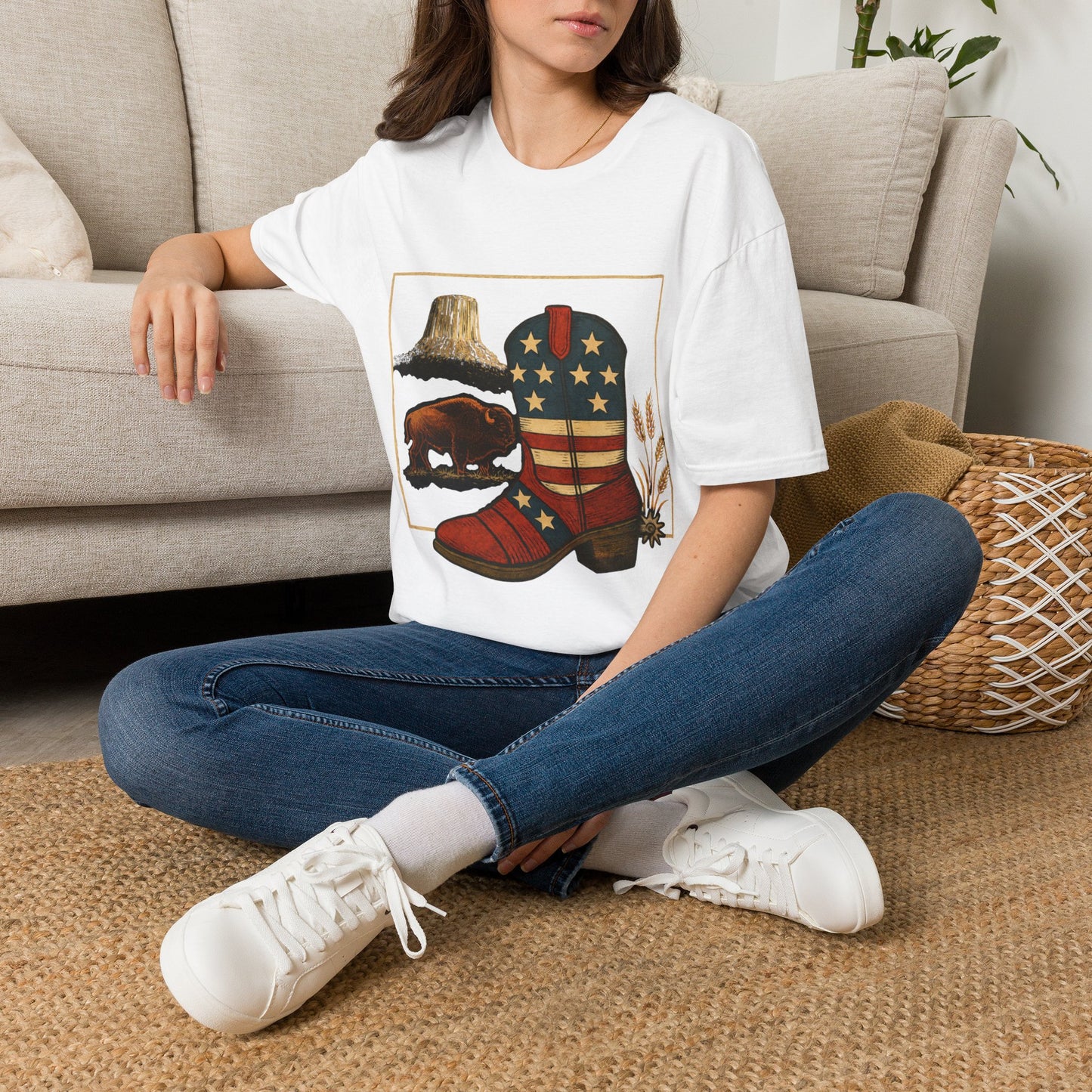 Wyoming Patriotic Cowboy Boot T-Shirt - Americana Western Graphic Tee