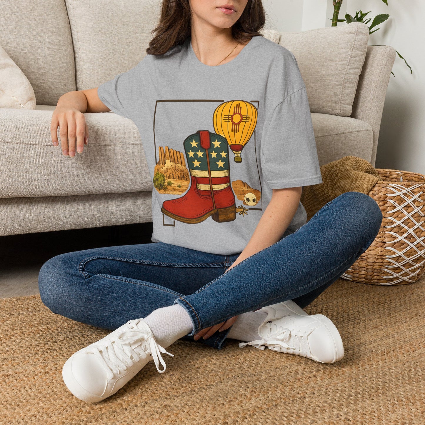 New Mexico Patriotic Cowboy Boot — Americana New Mexico Graphic Tee