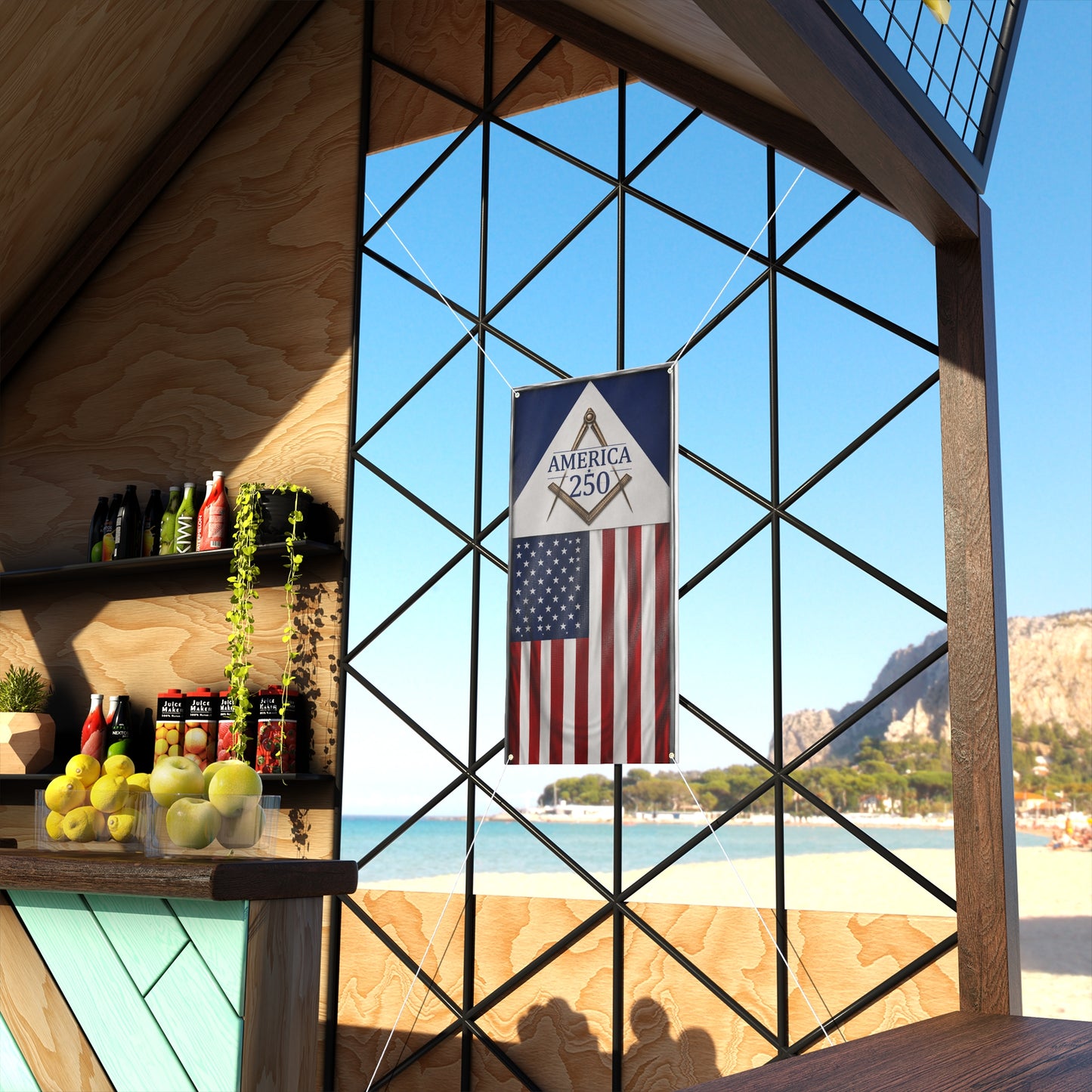 American 250 Matte Banner – Outdoor Patriotic Balcony & Fence Decoration