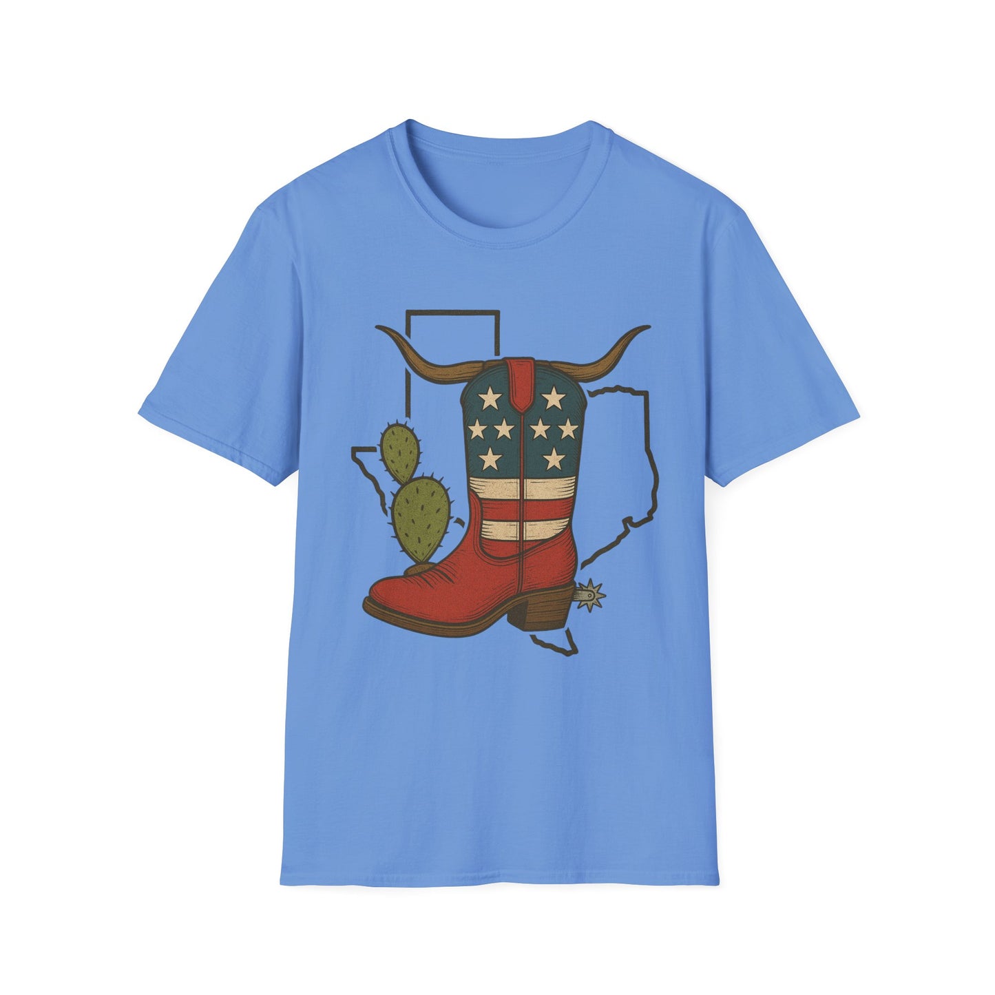 Texas Western Cowboy Boot T-Shirt — American Pride Longhorn Design
