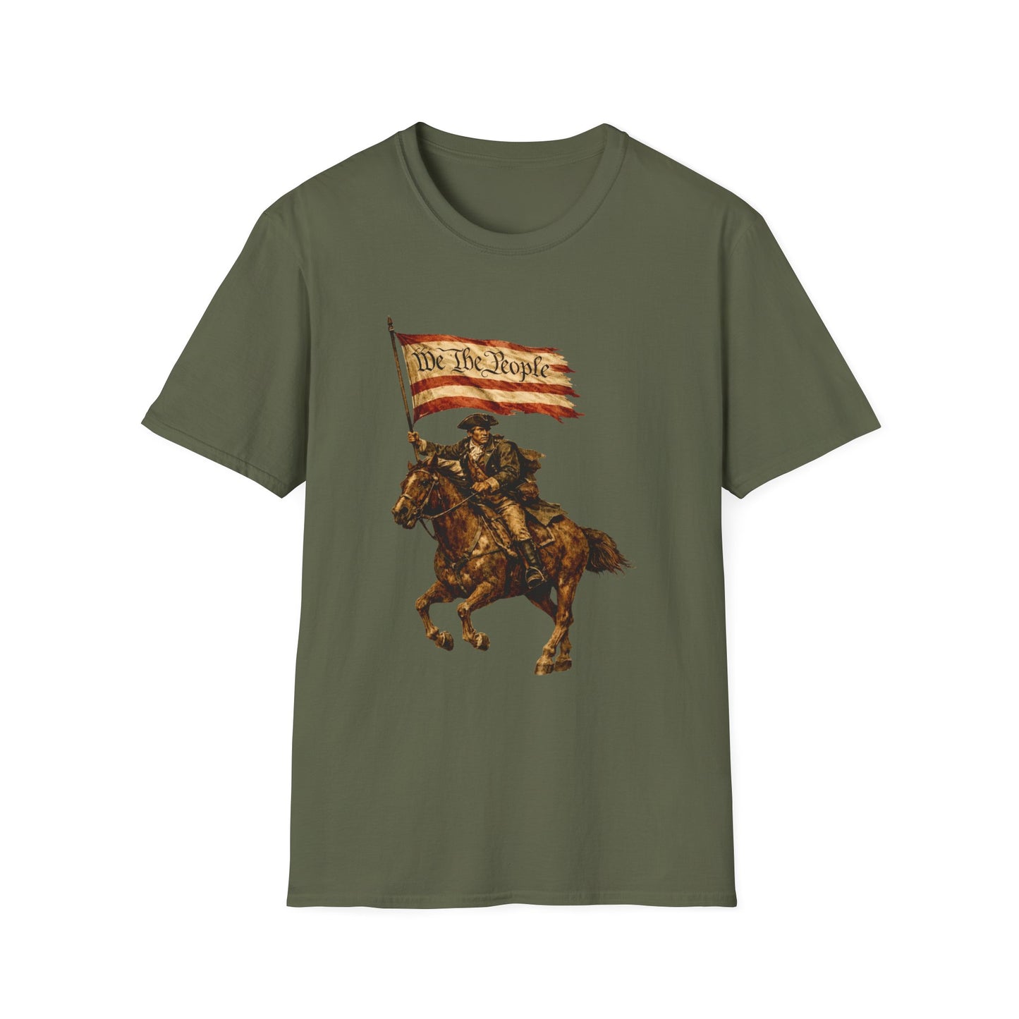 We the People Rider T-Shirt | Revolutionary Horseman | American Flag | 1776 Tribute Shirt