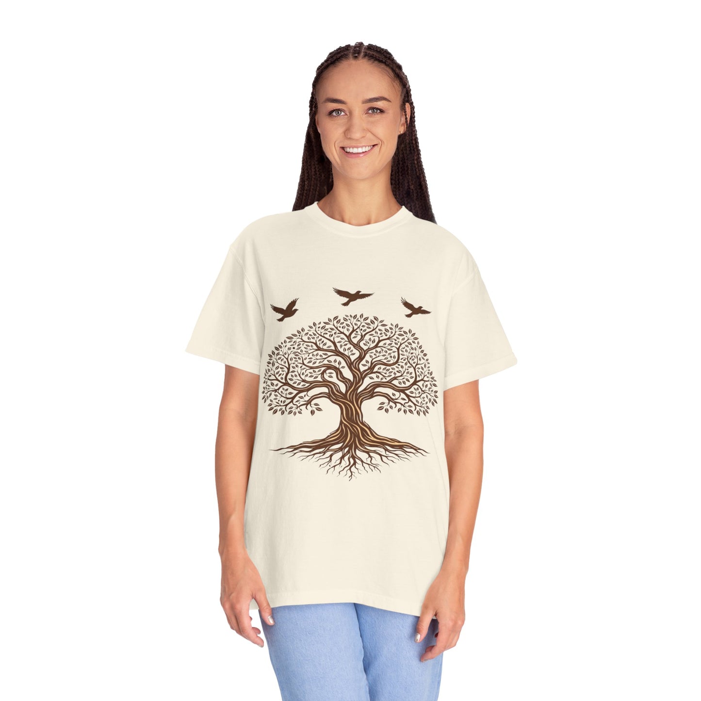 Tree of Life Shirt with Birds| Nature Graphic Tee| Boho Tree Tee | Garment Dyed T