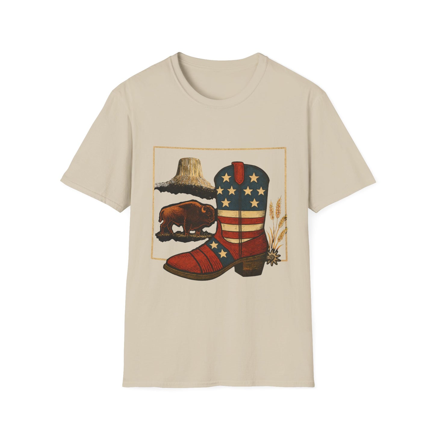 Wyoming Patriotic Cowboy Boot T-Shirt - Americana Western Graphic Tee