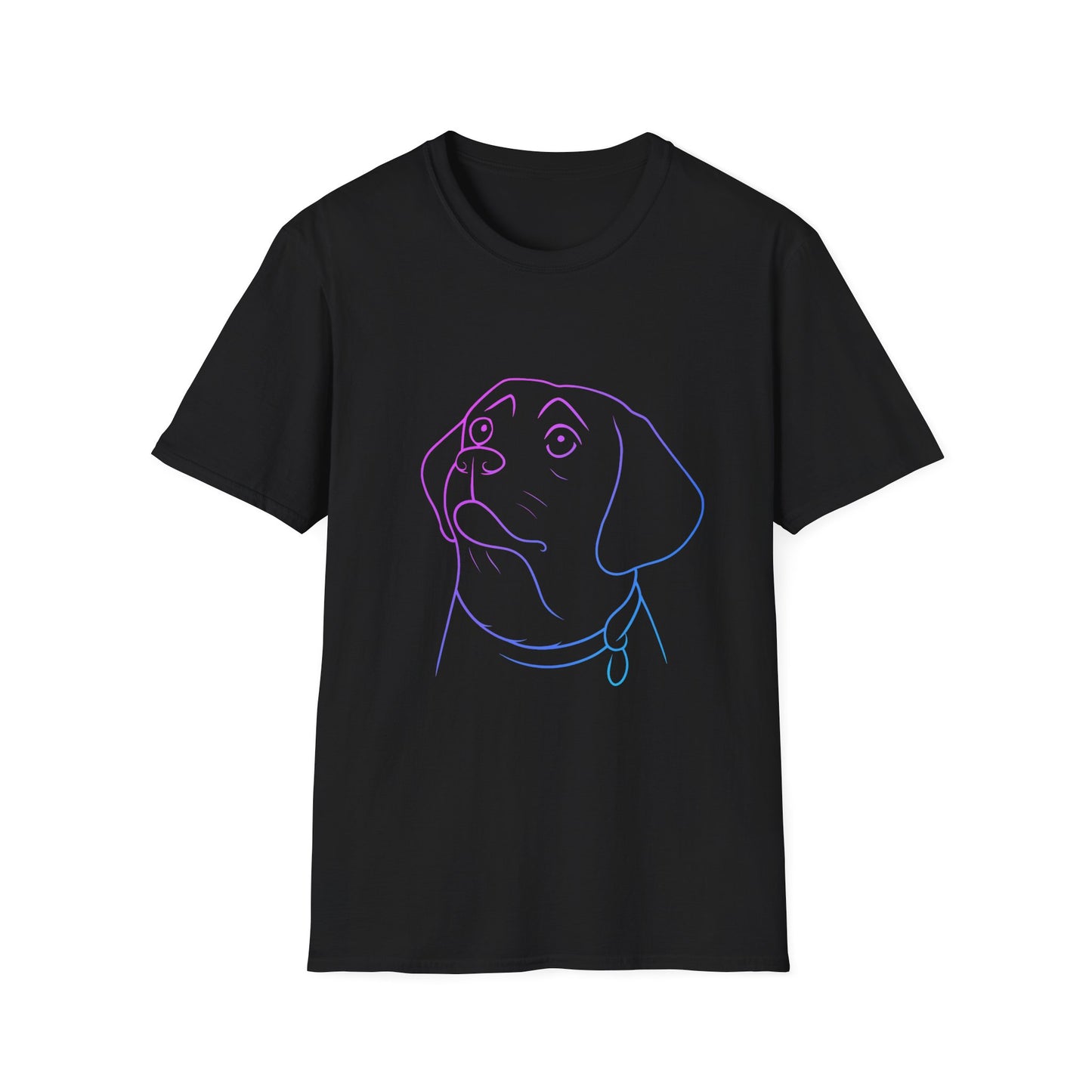 Neon Outline Loyal Dog T-Shirt | Minimal Line Art Pup Design