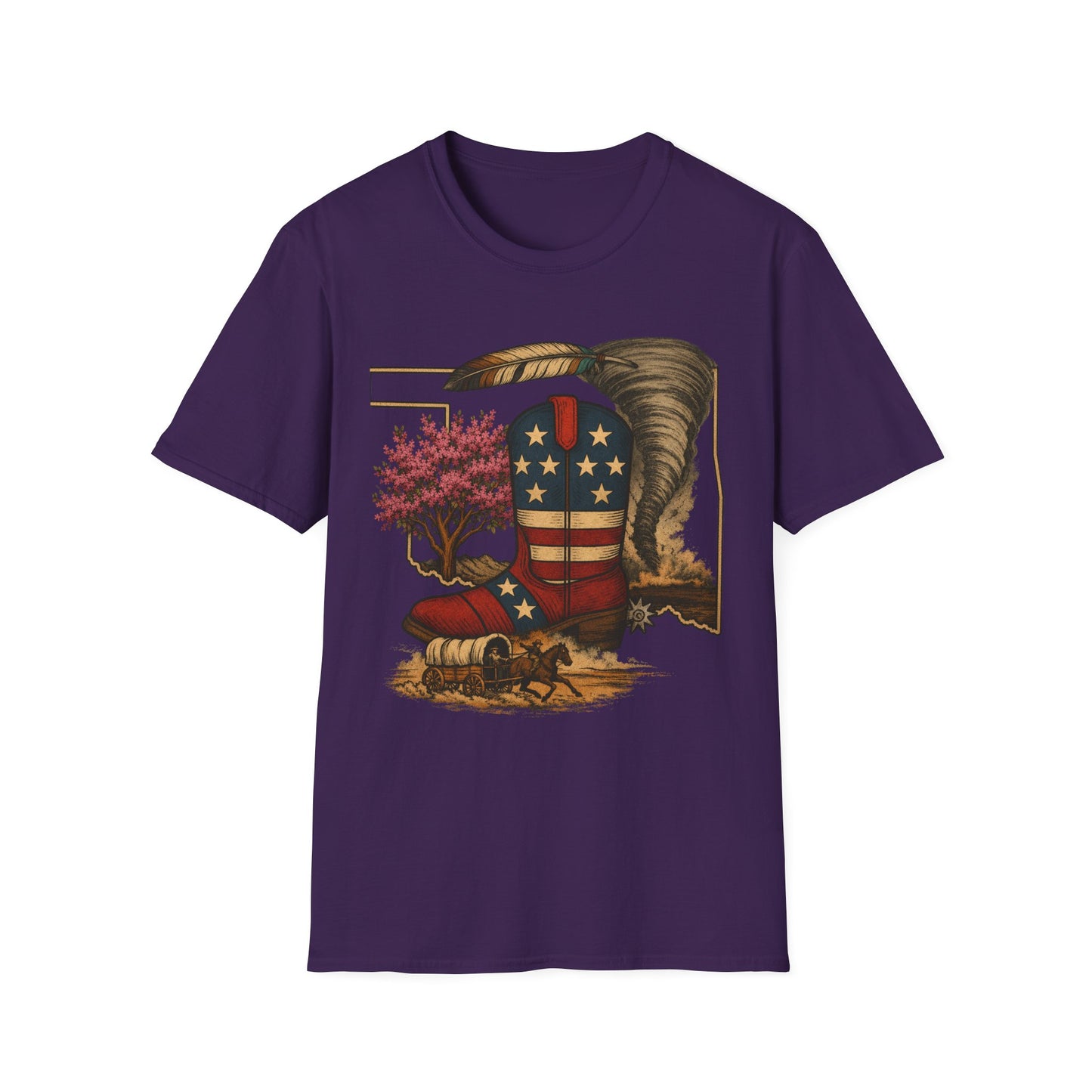 Oklahoma Patriotic Cowboy Boot T-Shirt — Americana Western Graphic Tee