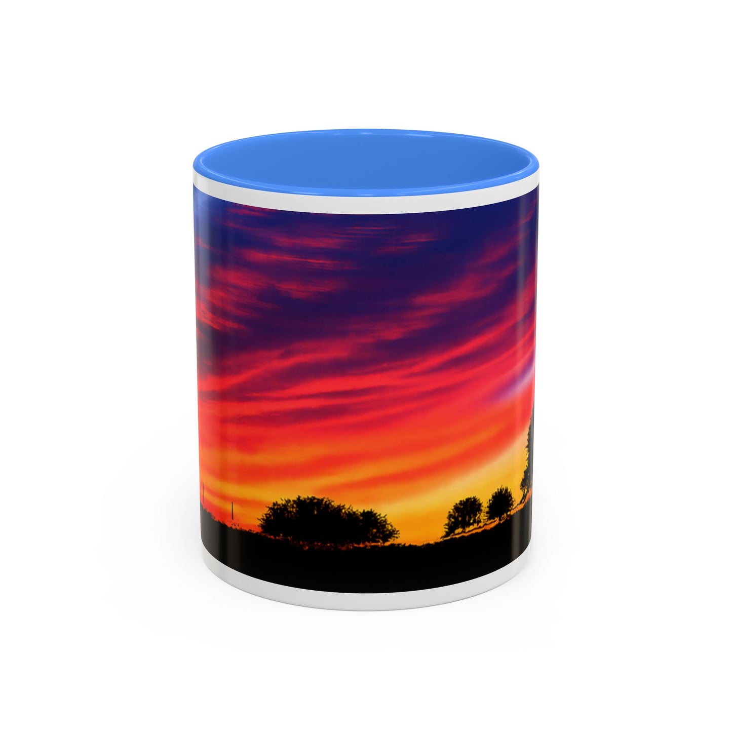 Desert Sunrise Silhouette Accent Mug — Colorful Sky Landscape Coffee Cup (11oz/15oz)
