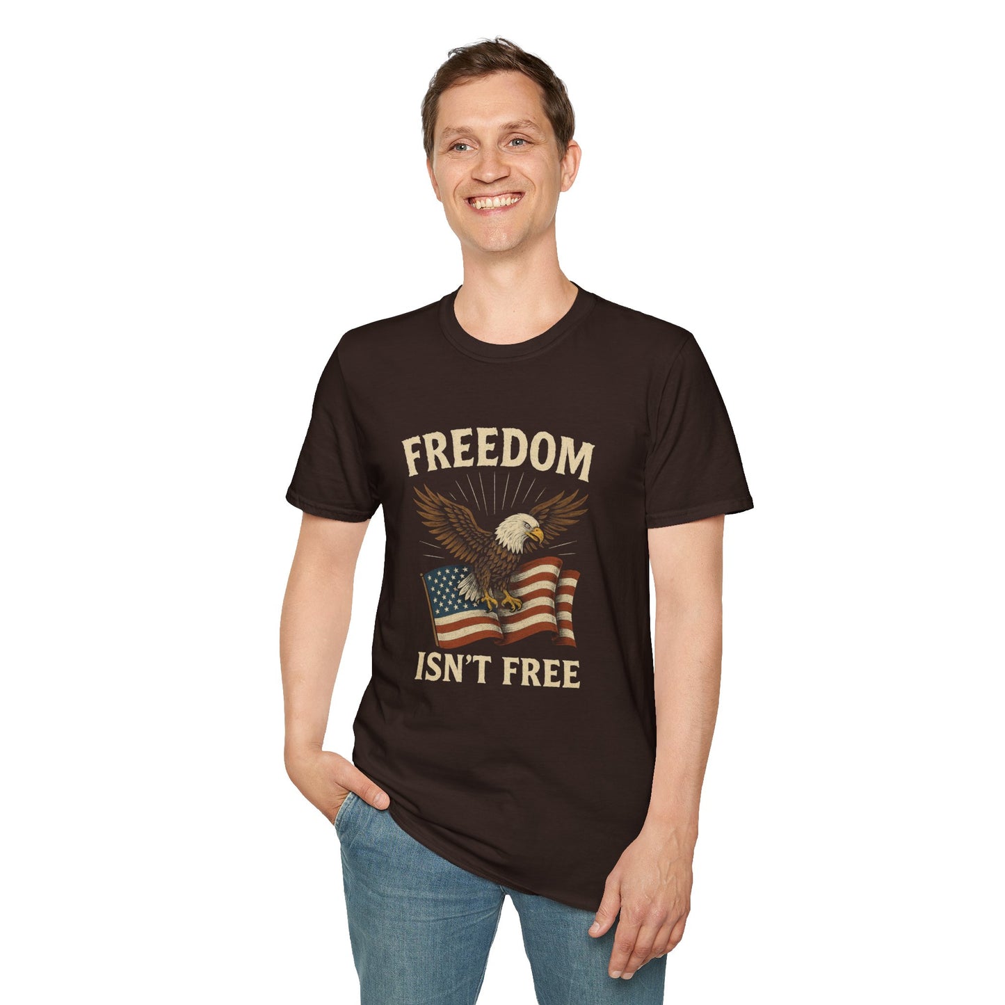 Freedom Isn’t Free Shirt, Patriotic Eagle T-Shirt | American Flag Tee | 4th of July Shirt | Veteran Tribute Shirt | USA Freedom Apparel