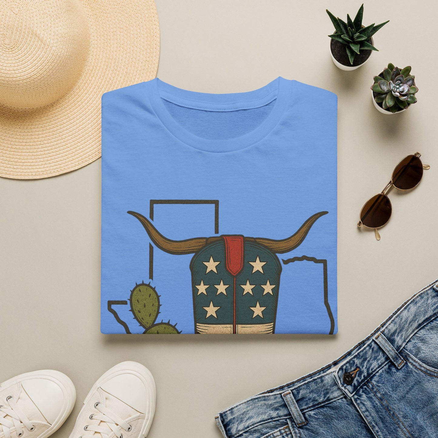 Texas Western Cowboy Boot T-Shirt — American Pride Longhorn Design