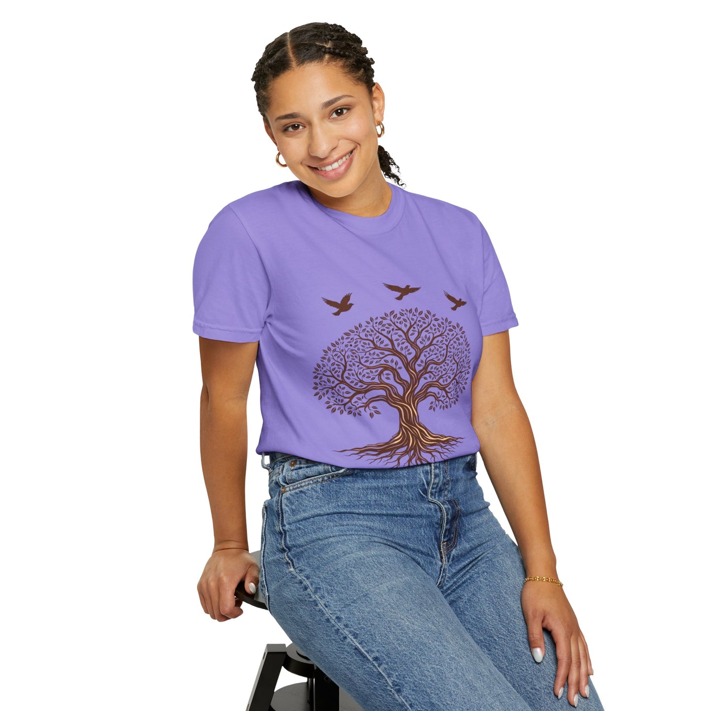 Tree of Life Shirt with Birds| Nature Graphic Tee| Boho Tree Tee | Garment Dyed T