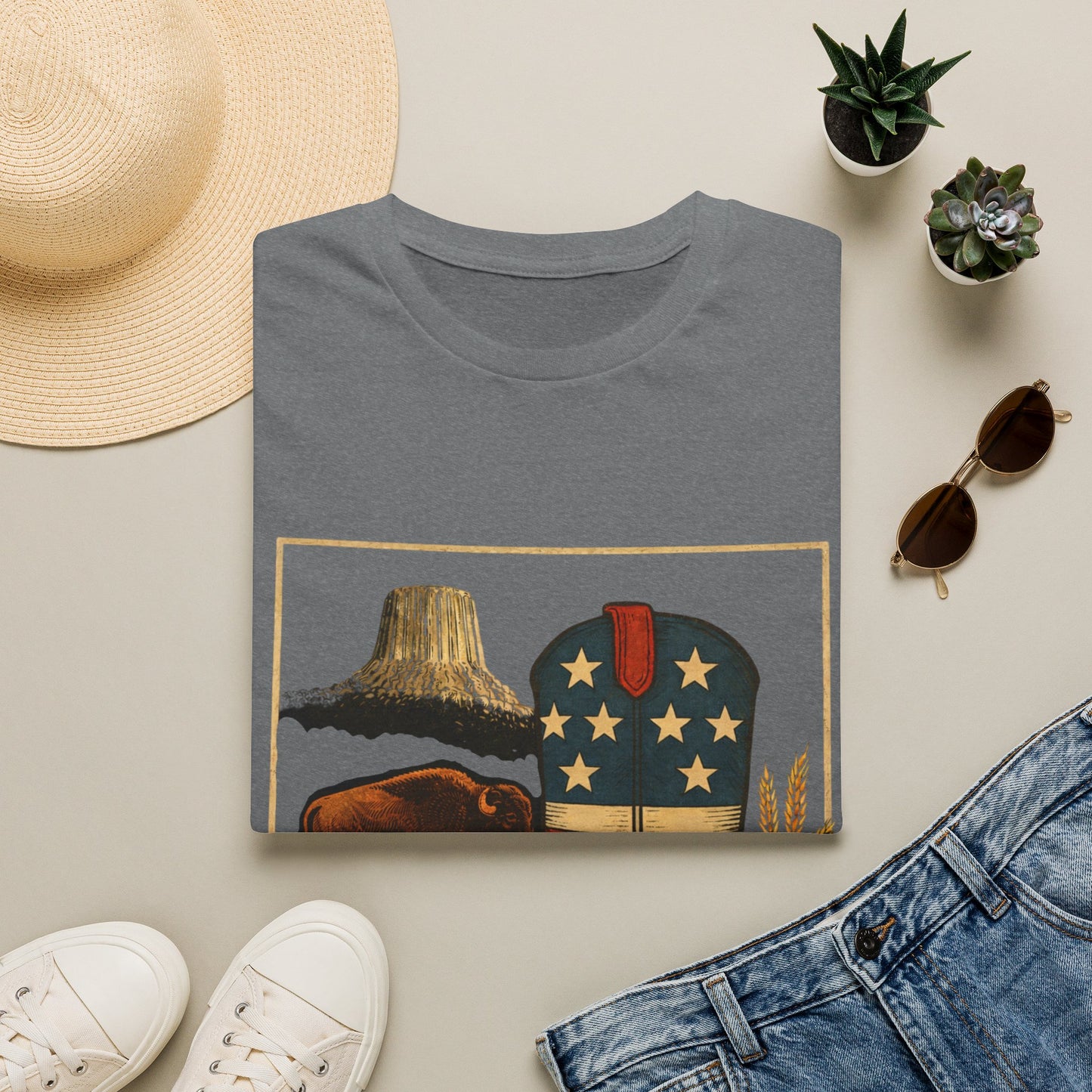 Wyoming Patriotic Cowboy Boot T-Shirt - Americana Western Graphic Tee