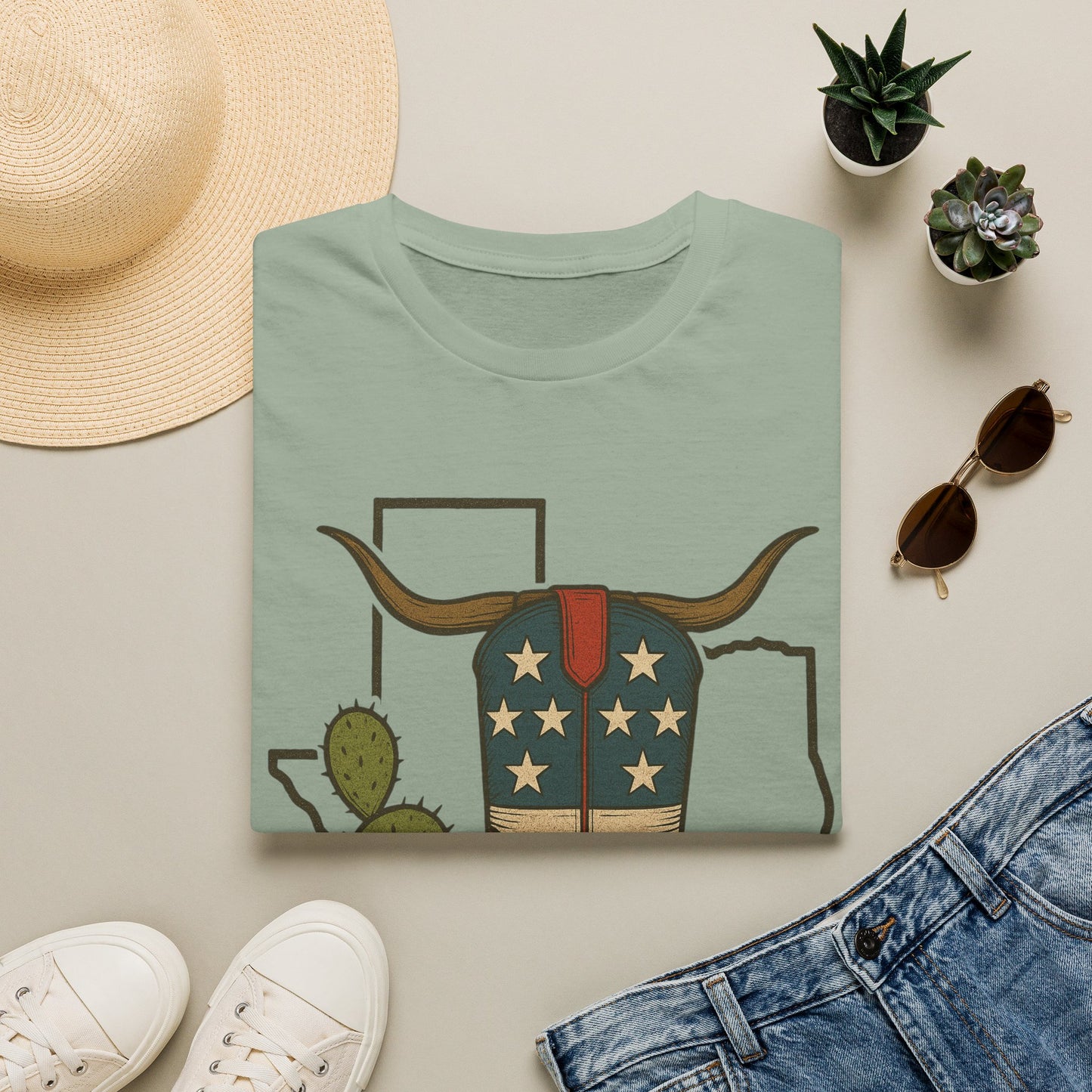 Texas Western Cowboy Boot T-Shirt — American Pride Longhorn Design