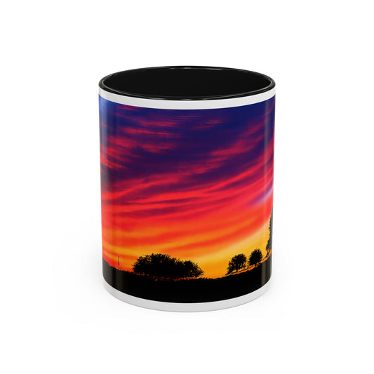 Desert Sunrise Silhouette Accent Mug — Colorful Sky Landscape Coffee Cup (11oz/15oz)