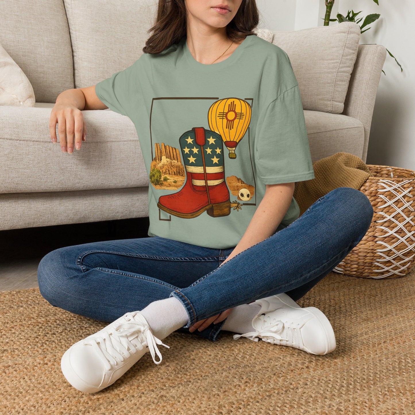 New Mexico Patriotic Cowboy Boot — Americana New Mexico Graphic Tee