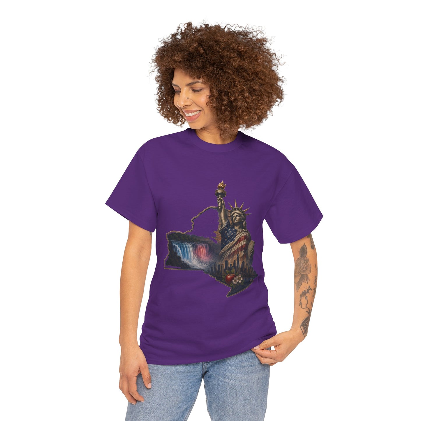 Statue of Liberty New York State Outline T-Shirt — Patriotic NY Tee