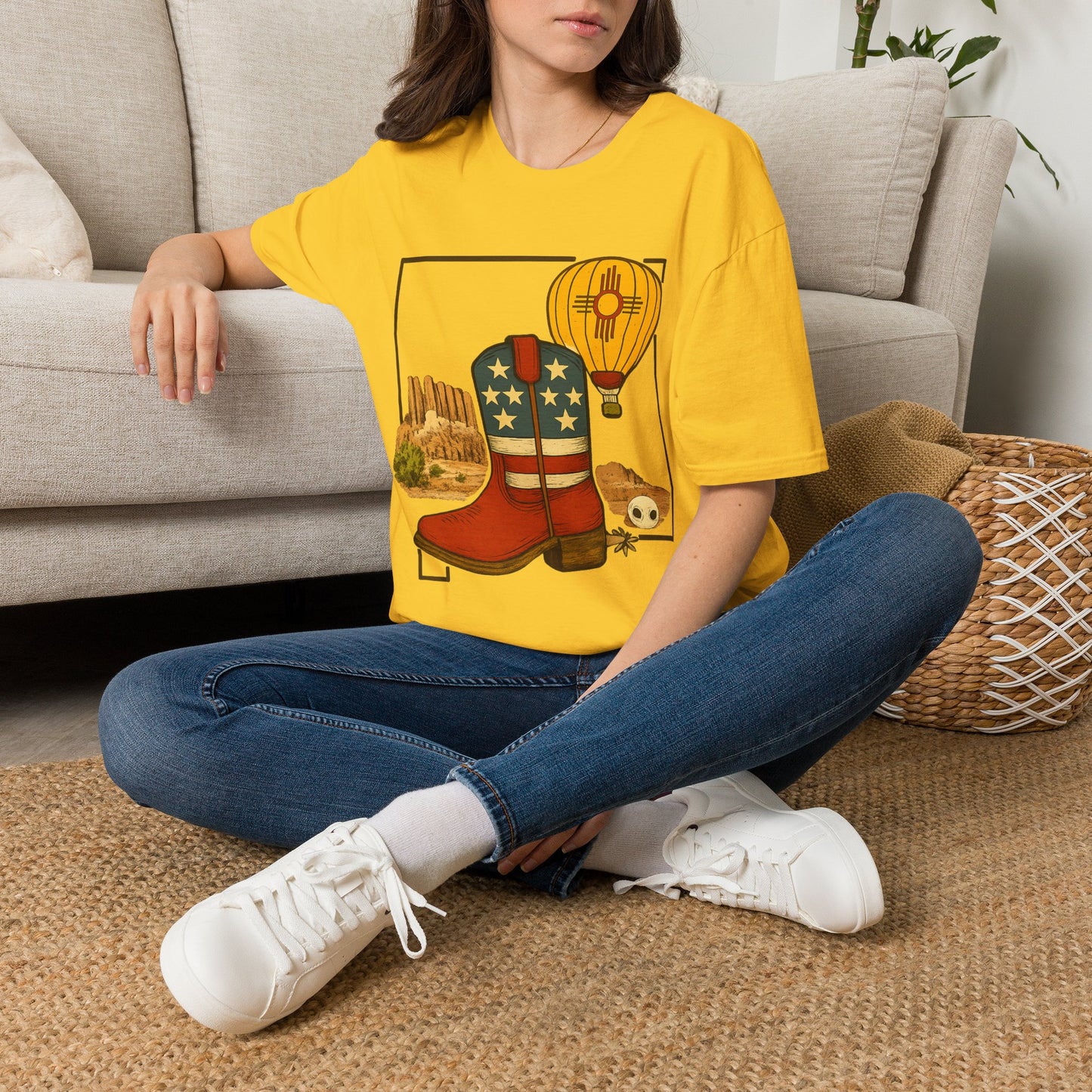 New Mexico Patriotic Cowboy Boot — Americana New Mexico Graphic Tee