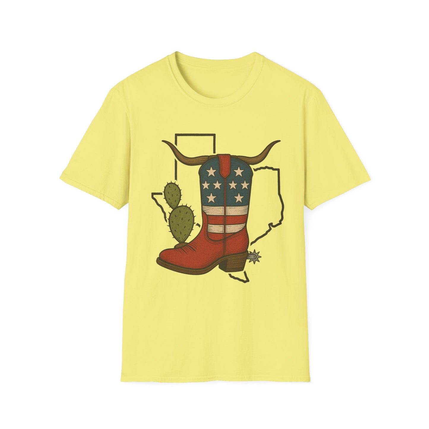 Texas Western Cowboy Boot T-Shirt — American Pride Longhorn Design