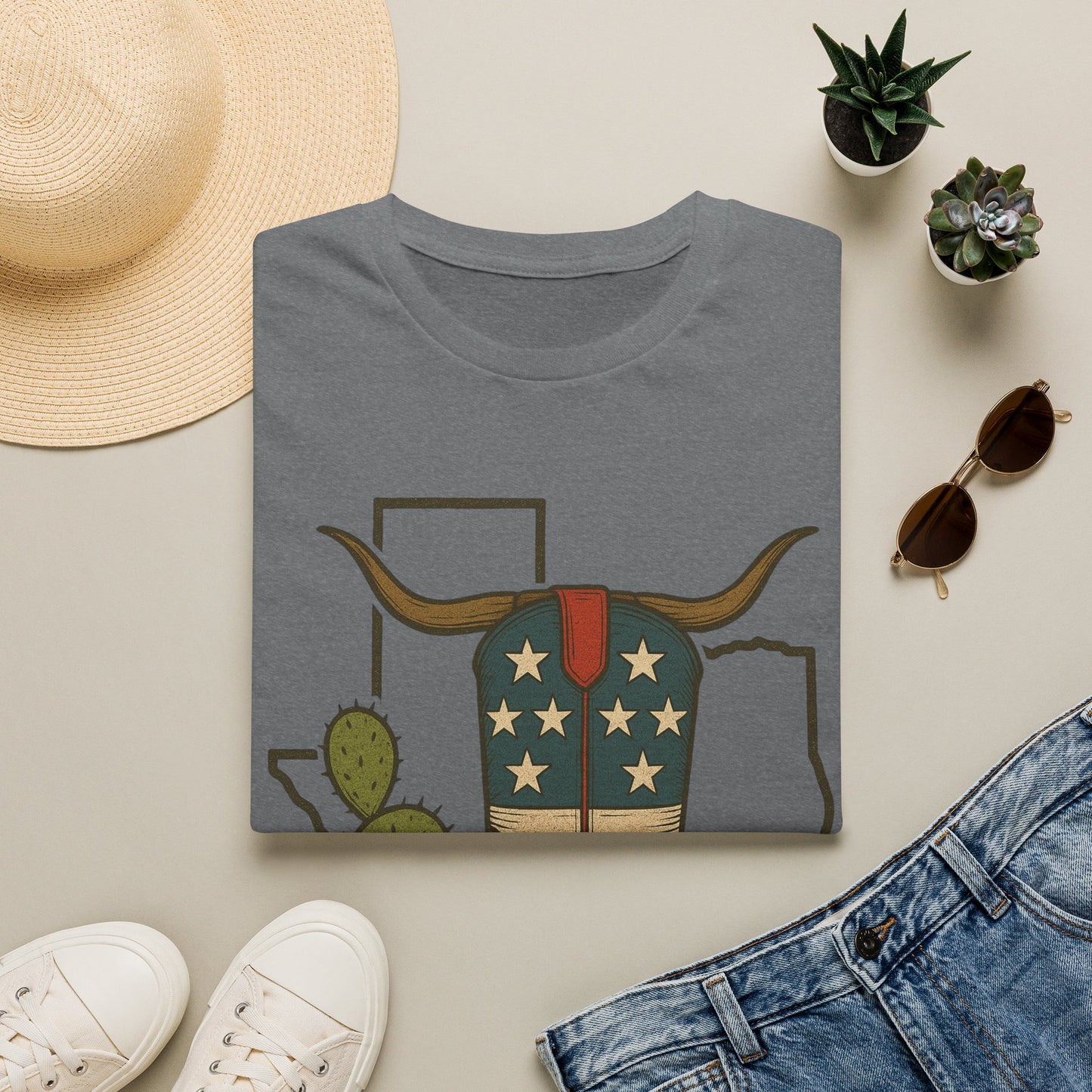 Texas Western Cowboy Boot T-Shirt — American Pride Longhorn Design