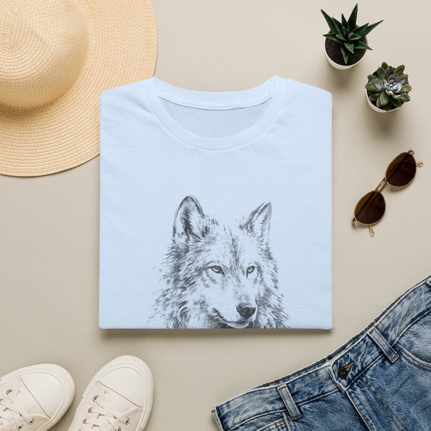 Wolf Sketch T-Shirt — Minimalist Nature Graphic Tee