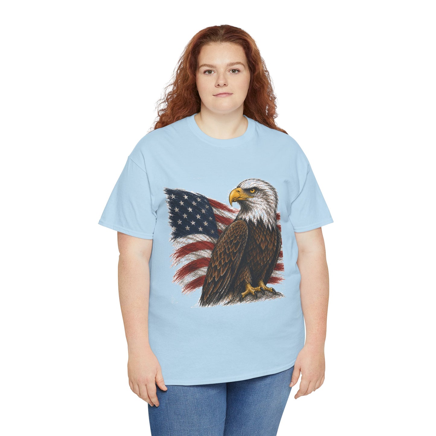 Eagle with American Flag T-Shirt — Patriotic Bald Eagle Tee for 4th of July