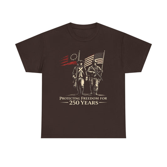 Protecting Freedom for 250 Years T-Shirt | Patriotic T-Shirt | Military Tribute Tee | 1776 to 2026 America Shirt | Veteran Gift