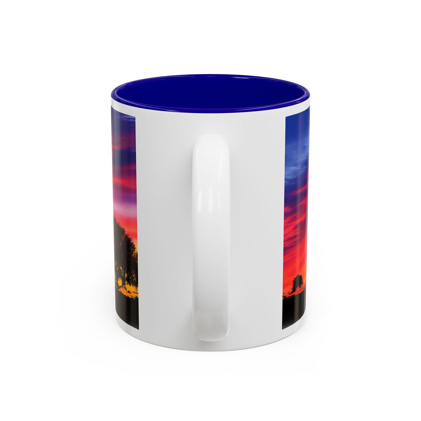 Desert Sunrise Silhouette Accent Mug — Colorful Sky Landscape Coffee Cup (11oz/15oz)