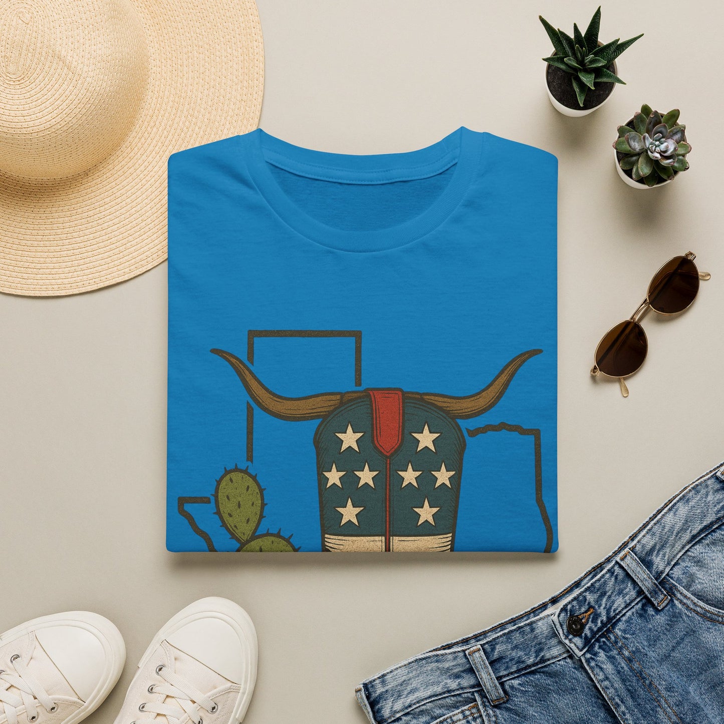 Texas Western Cowboy Boot T-Shirt — American Pride Longhorn Design