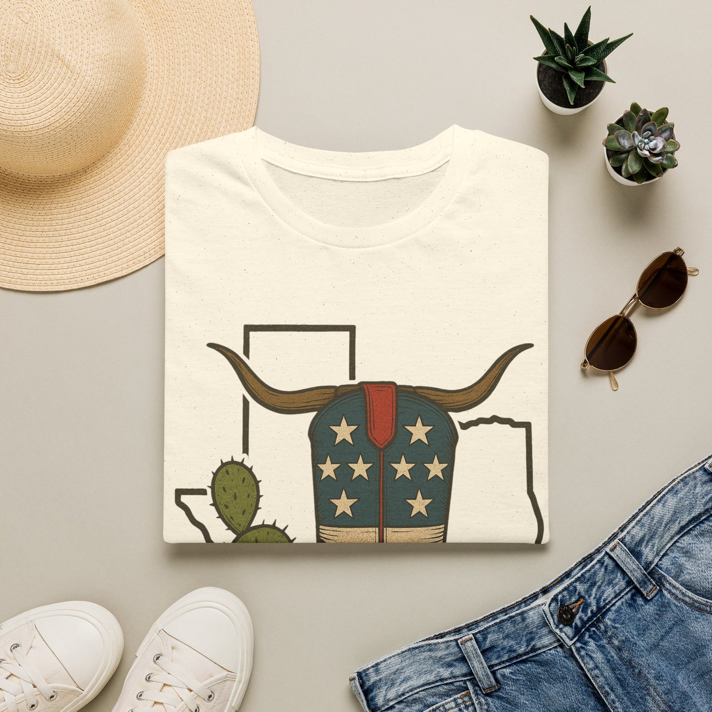 Texas Western Cowboy Boot T-Shirt — American Pride Longhorn Design