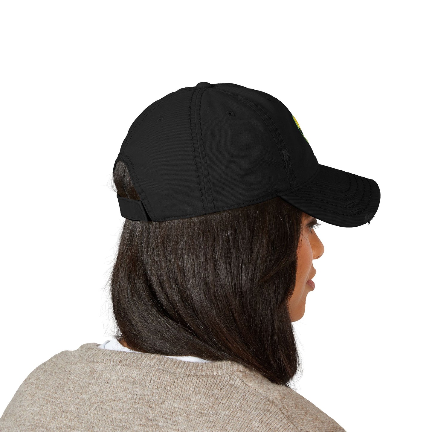 Distressed Embroidered Alien Dad Hat — Vintage Gray Cap