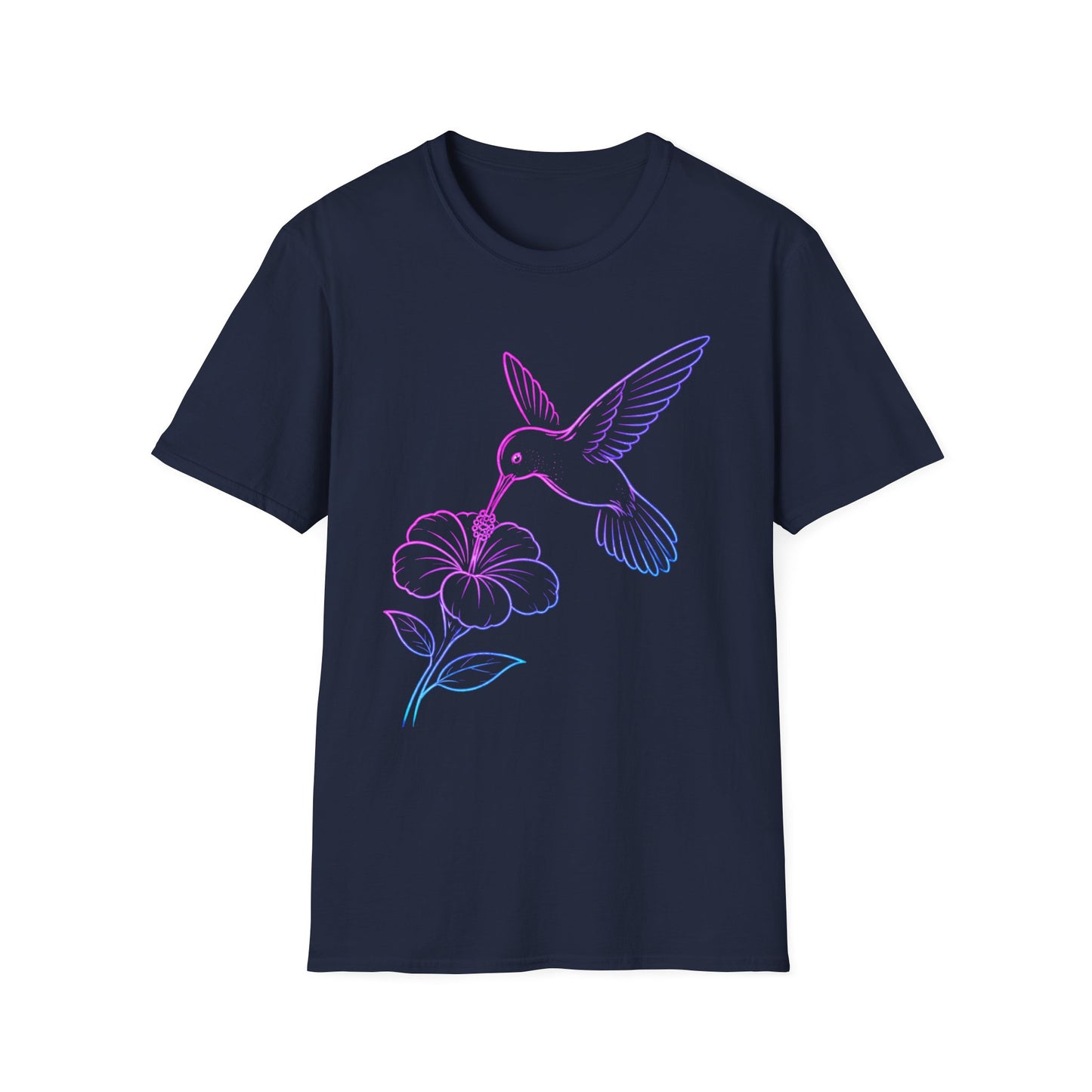 Hovering Hummingbird | Neon Line Art T-Shirt