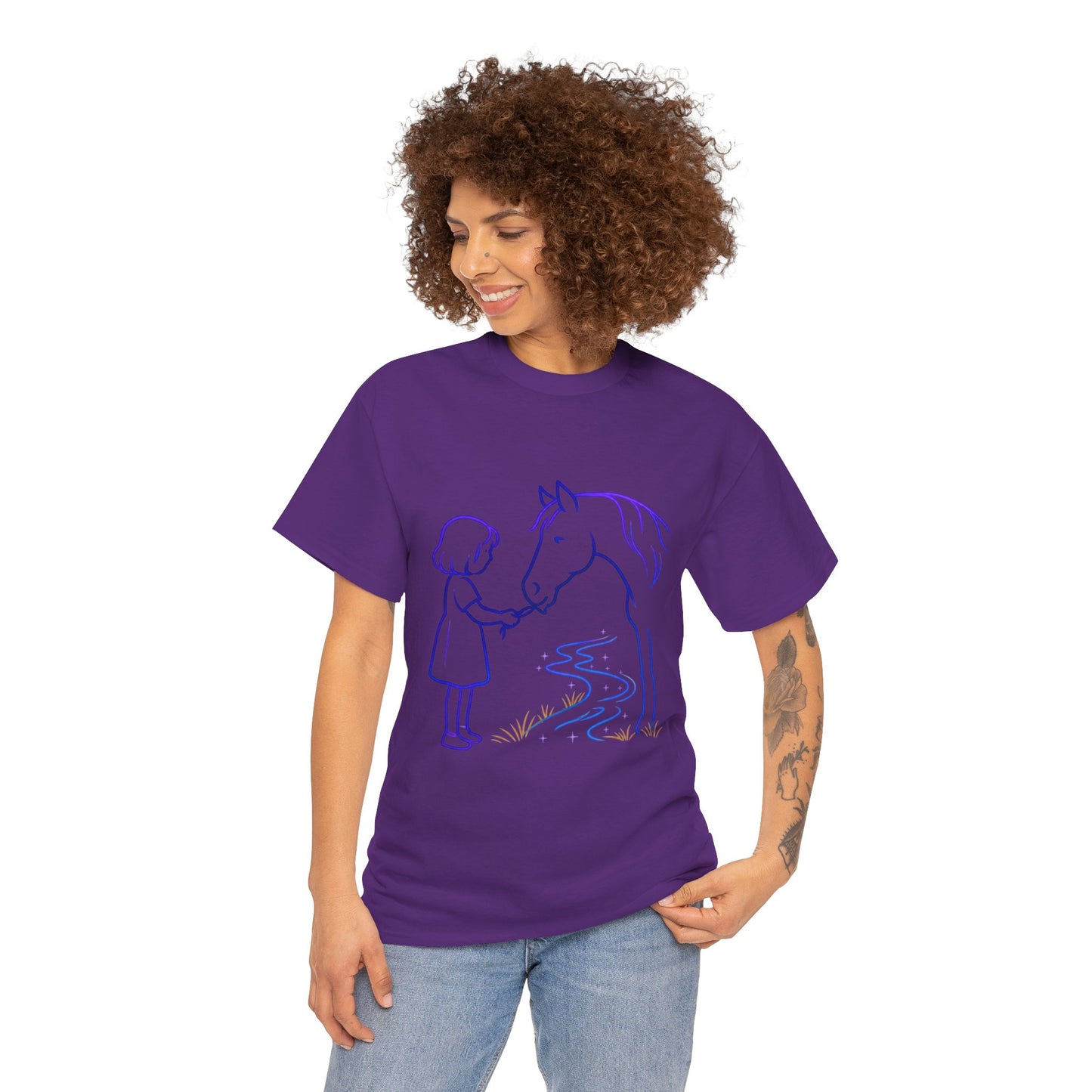 Girl Feeding Horse T-Shirt | Horse Lover T-Shirt | Equestrian Gift | Horse Mom Shirt