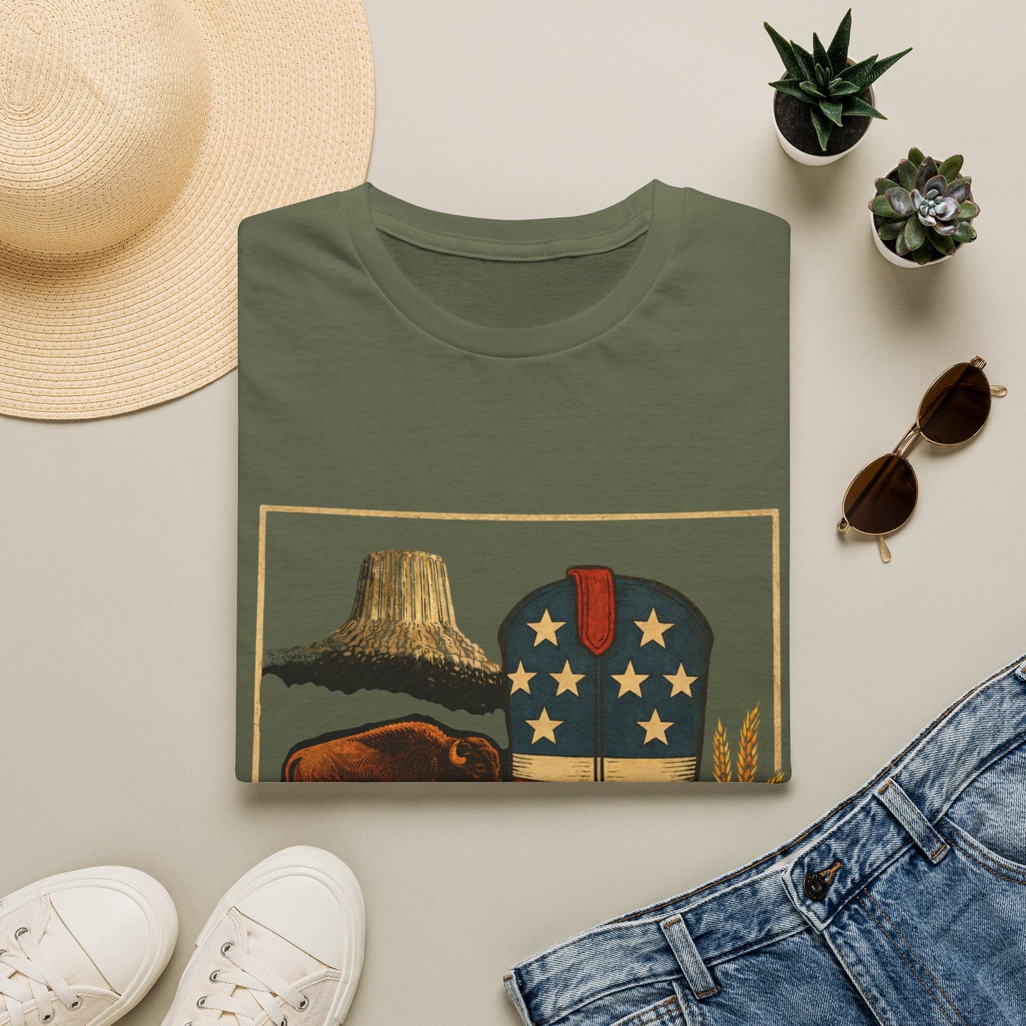 Wyoming Patriotic Cowboy Boot T-Shirt - Americana Western Graphic Tee