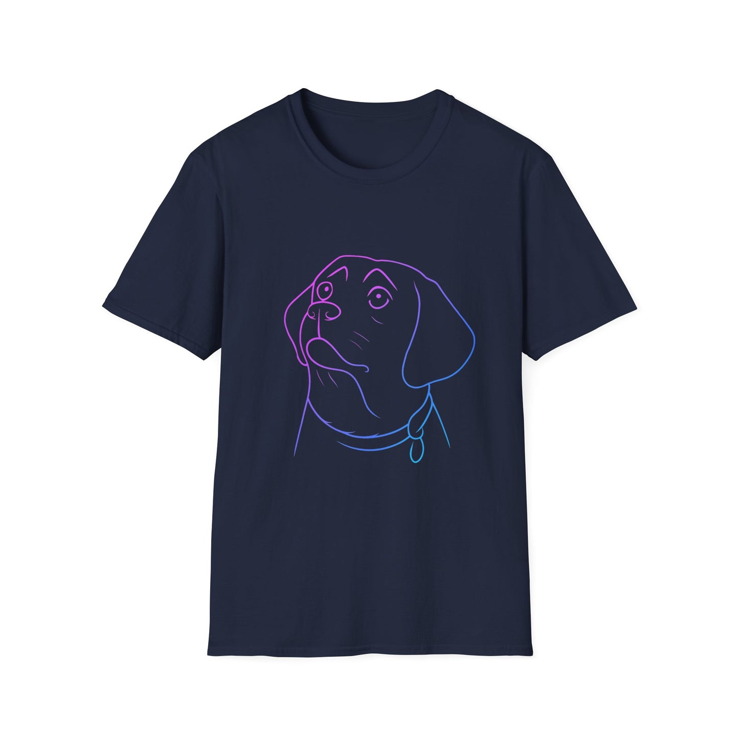Neon Outline Loyal Dog T-Shirt | Minimal Line Art Pup Design