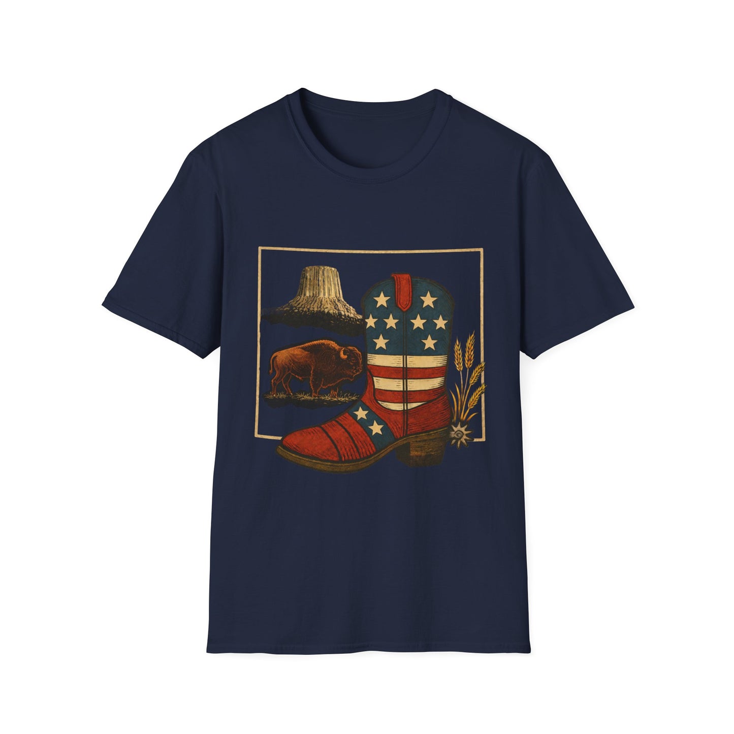 Wyoming Patriotic Cowboy Boot T-Shirt - Americana Western Graphic Tee