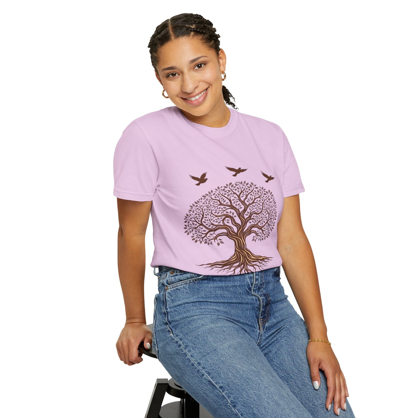 Tree of Life Shirt with Birds| Nature Graphic Tee| Boho Tree Tee | Garment Dyed T