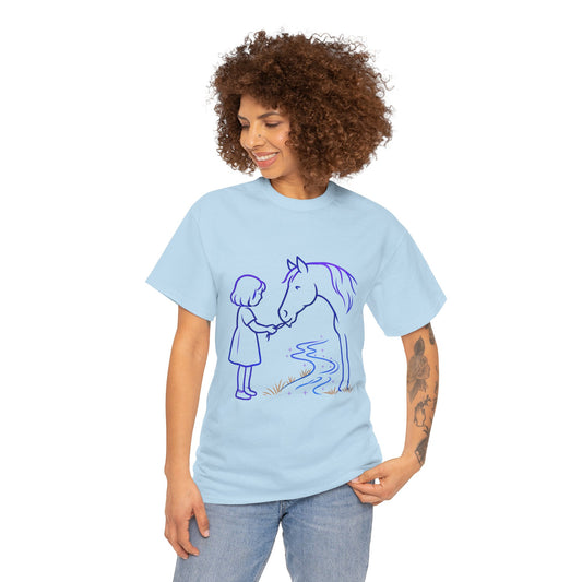Girl Feeding Horse T-Shirt | Horse Lover T-Shirt | Equestrian Gift | Horse Mom Shirt