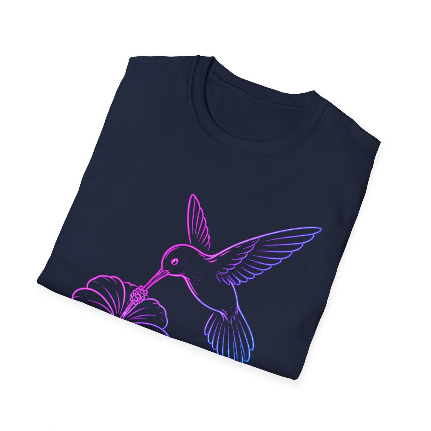 Hovering Hummingbird | Neon Line Art T-Shirt