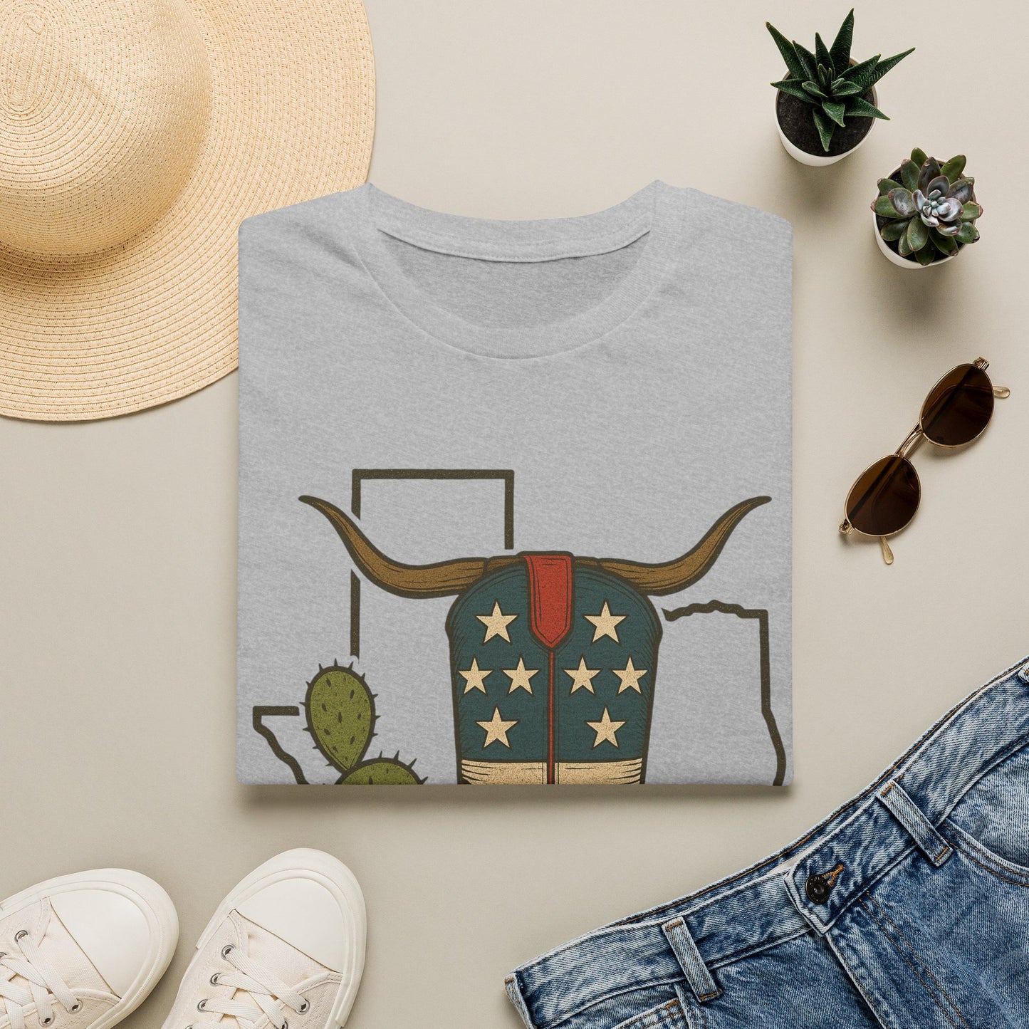 Texas Western Cowboy Boot T-Shirt — American Pride Longhorn Design