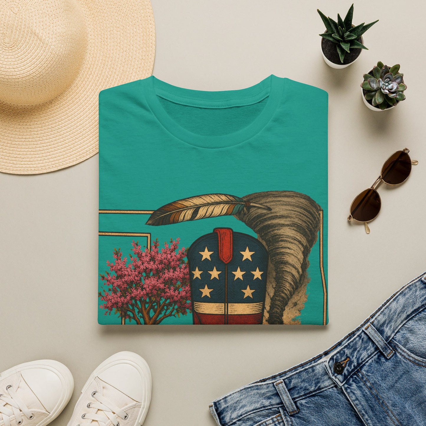 Oklahoma Patriotic Cowboy Boot T-Shirt — Americana Western Graphic Tee