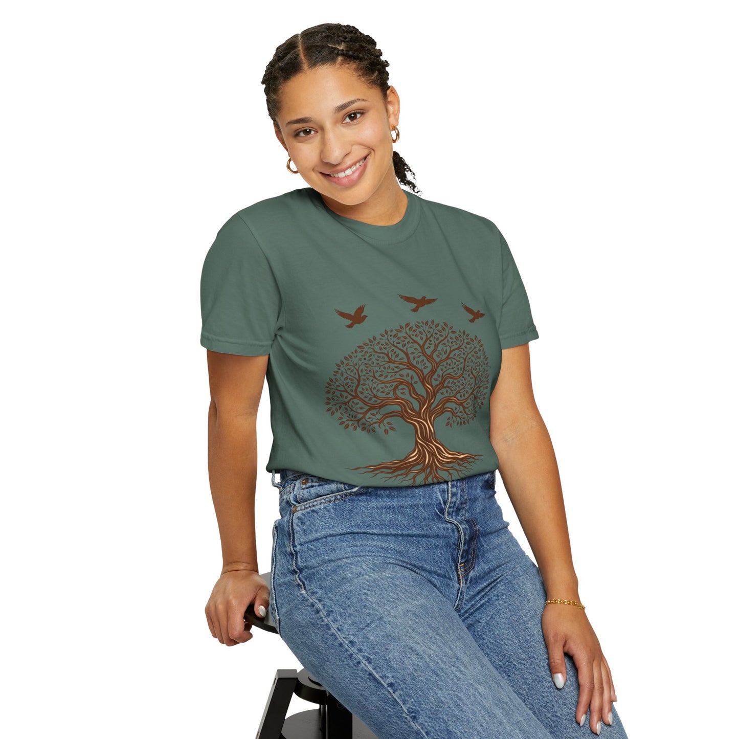 Tree of Life Shirt with Birds| Nature Graphic Tee| Boho Tree Tee | Garment Dyed T