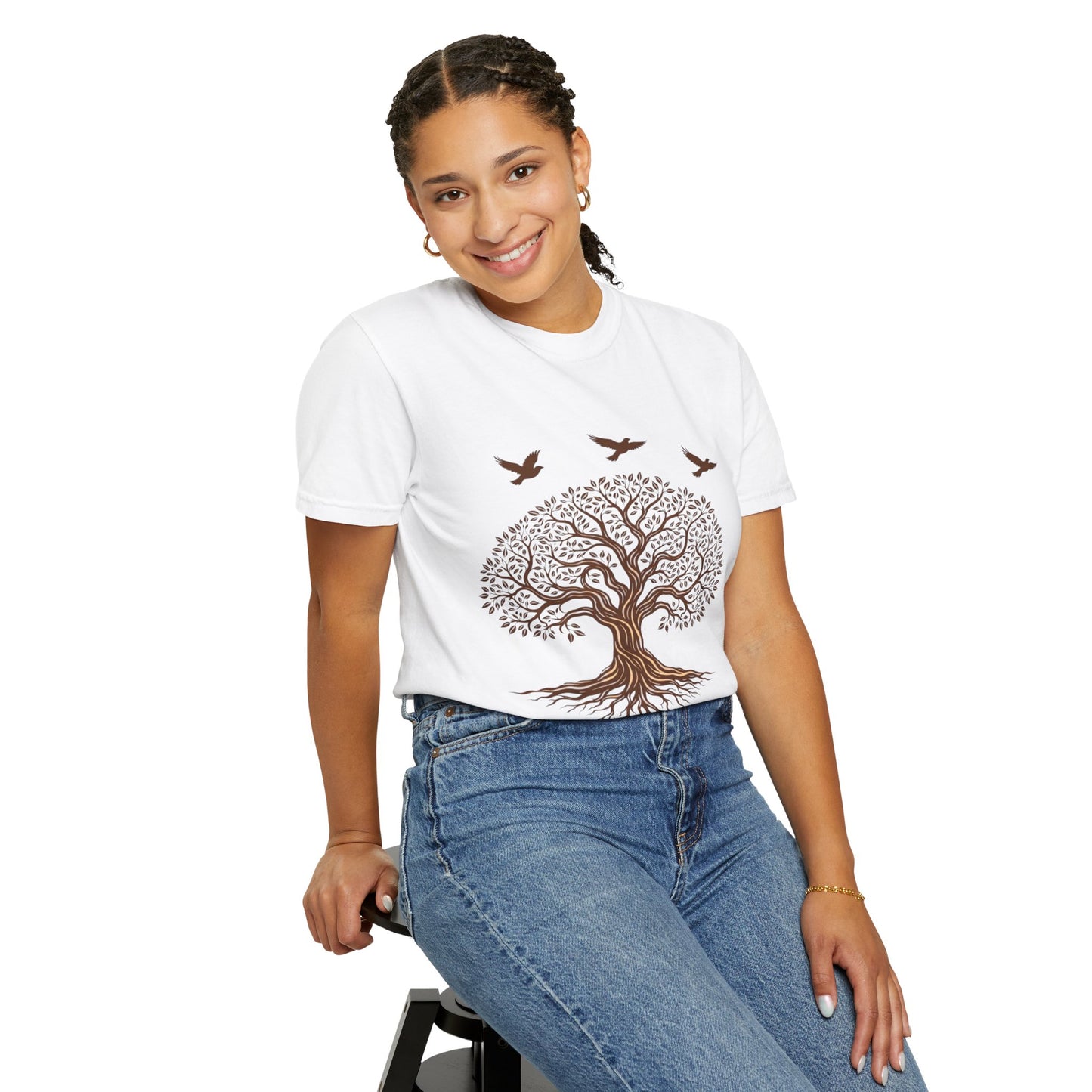 Tree of Life Shirt with Birds| Nature Graphic Tee| Boho Tree Tee | Garment Dyed T